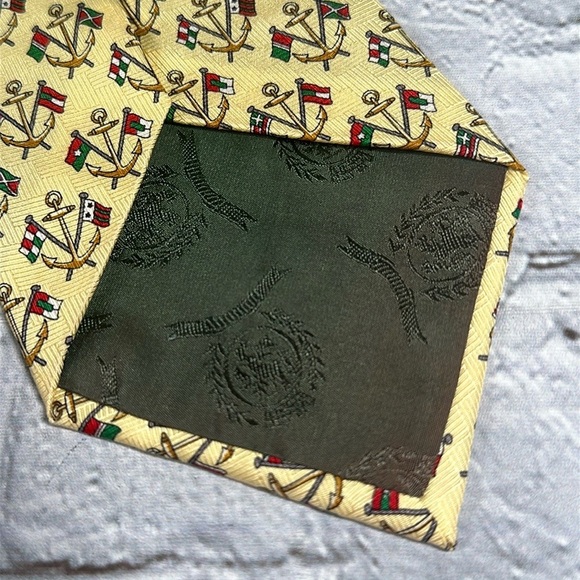Vintage 90s Y2K Tommy Hilfiger Silk Necktie Flags Nautical Anchor - Picture 8 of 13